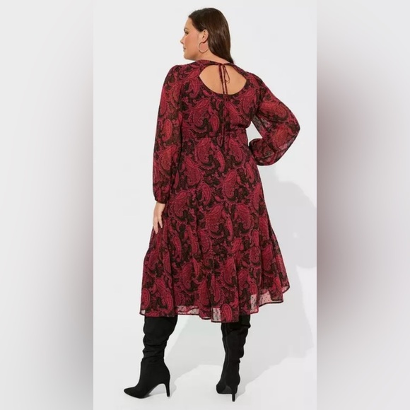Torrid Paisley Tea Length Open Back A-Line Dress Size 1X (14/16) - Picture 4 of 11